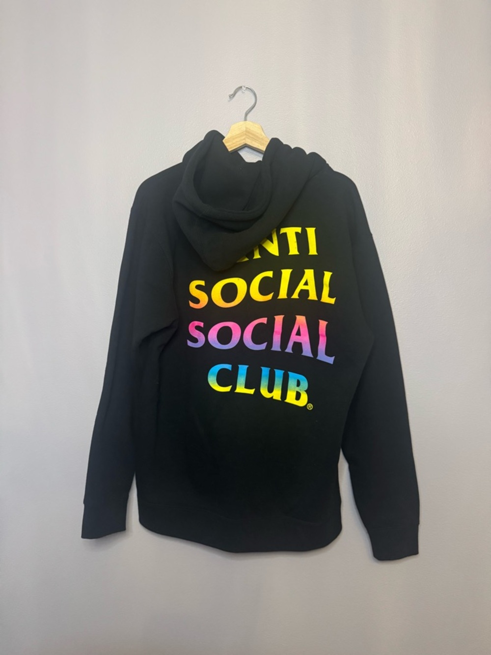 Anti Social Social Club Black sweatshirt with Rainbow Gradient Logo